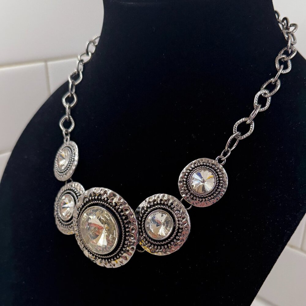 Large Crystal And Metallic Statement Necklace - image 4
